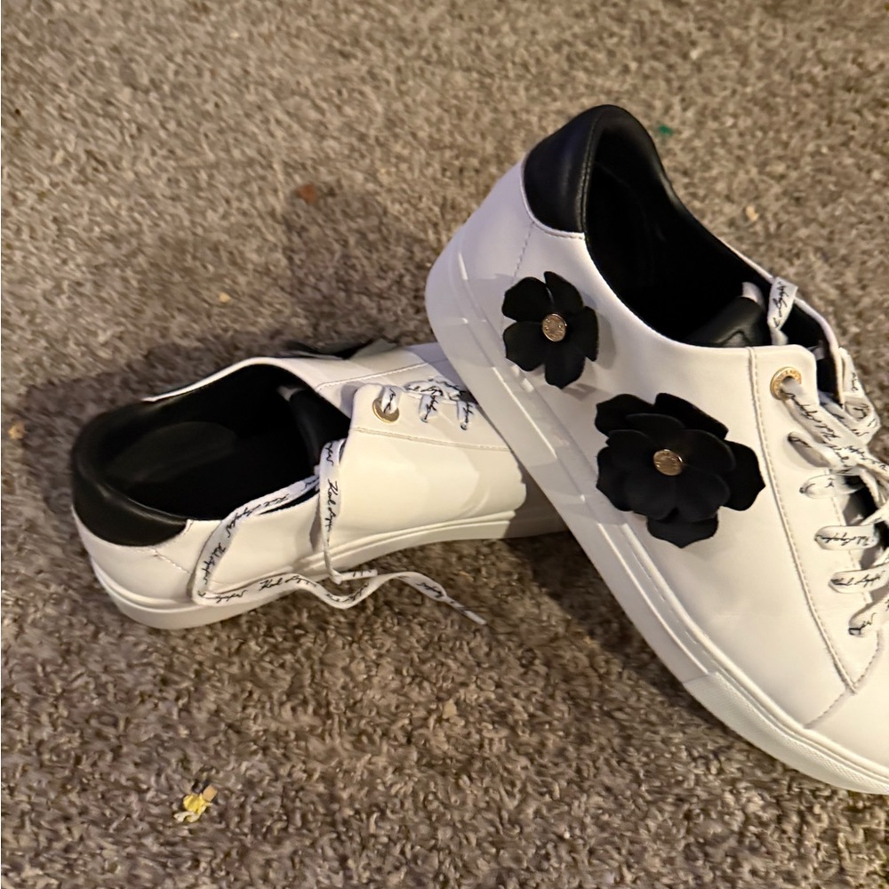 Karl Lagerfeld White Sneakers with Black Floral Details